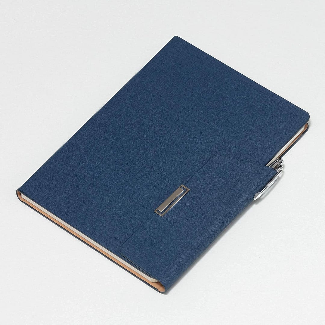REGAL Signature A-5 PU Leather Business Notebook Diary Journal, Magnetic Flap Closure with sleek metal accessory,192 pages, 80 gsm (Indigo Blue) - Image 2