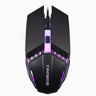 1 ZEBRONICS PHERO Wired Gaming Mouse with up to 1600 DPI, Rainbow LED Lights, DPI Switch, High Precision, Plug & Play, 4 Buttons